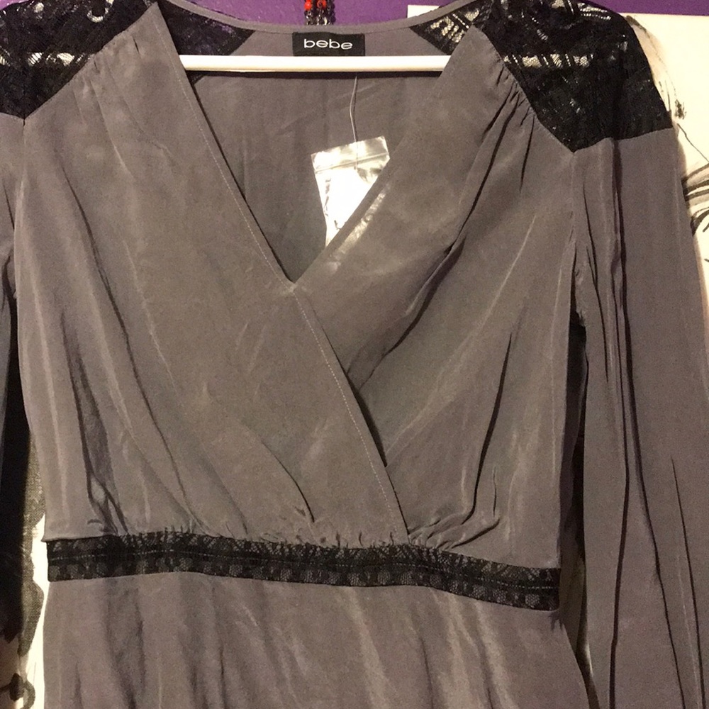 Bebe LS lace insert top - Picture 2 of 4